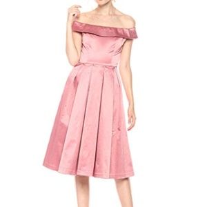 Dusty Rose Romantic Pleated Knee-Length Dress